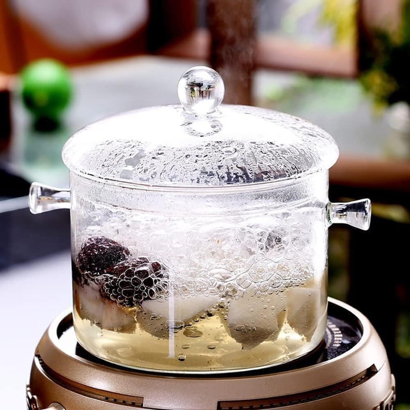 yvsay 1400ml Glass Saucepan with Cover, Stovetop Cooking Pot and Pan with Lid and Handle Simmer Pot Clear Soup Pot, High Borosilicate Glass Cookware (1400ml clear) - Image 5